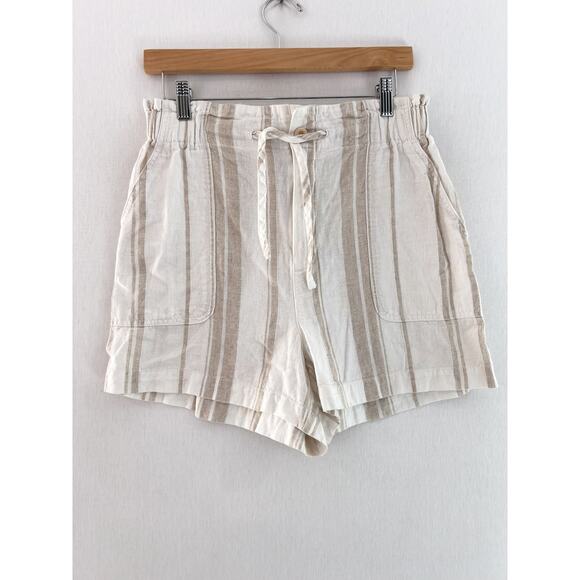 Madewell Linen-Blend Pull-On Paperbag Shorts Small Boho Beach Breezy Nautical - Picture 3 of 8